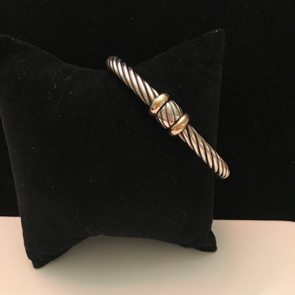 ALS ITALY Sterling/14k Gold Cable Bracelet - Picture 3 of 5